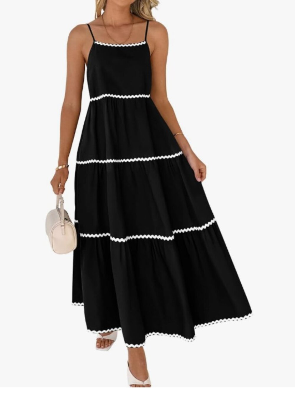 Boho Summer Dress Spaghetti Strap Backless Sundress Tiered